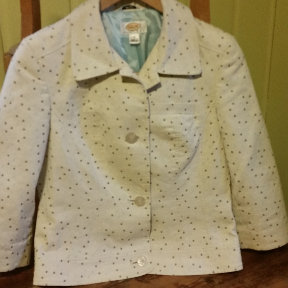Talbots Cream Jacket with polka dots